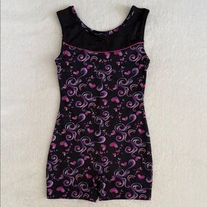 {Danskin} Freestyle | Heart Shimmer Gymnastics Dance Biketard Leotard (M 7/8)